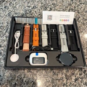 Smart Watch with Interchangeable Bands - Black and Grey Options